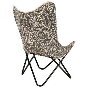 Tenil Canvas Fabric Butterfly Chair In Black And White