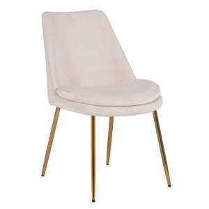 Kayce Velvet Dining Chair In Oyster With Gold Legs