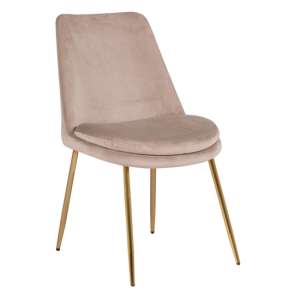 Kayce Velvet Dining Chair In Sand With Gold Legs