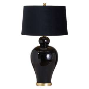 Kazvin Ceramic Table Lamp With Black Shade