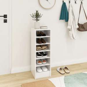 Keala High Gloss Shoe Storage Rack With 6 Shelves In White