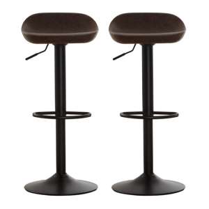 Kekoun Brown Faux Leather Bar Stools In Pair