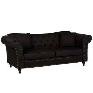Kelly Upholstered Fabric 3 Seater Sofa In Black