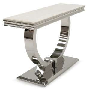 Kelsey Marble Console Table With Stainless Steel Base In Cream