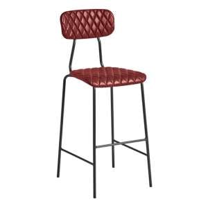 Kelso Faux Leather Bar Stool In Vintage Red