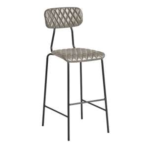 Kelso Faux Leather Bar Stool In Vintage Silver
