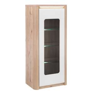 Kemble Glass Display Cabinet In Oak And White With LED