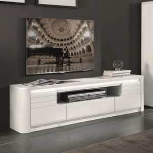 Kemble Wooden TV Stand In White High Gloss With LED