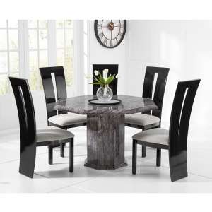 Kempton Octagonal Marble Dining Table In Grey 4 Ophelia Chairs