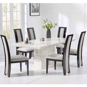Hamlet 160cm Marble Dining Table In White With 4 Allie Chairs