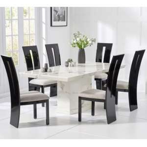 Hamlet 160cm Marble Dining Table In White With 4 Ophelia Chairs