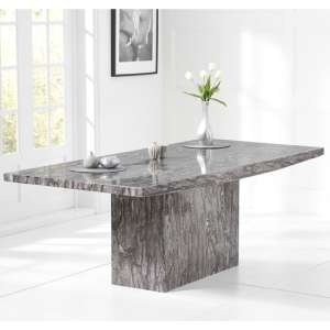 Kempton 220cm High Gloss Marble Dining Table In Grey