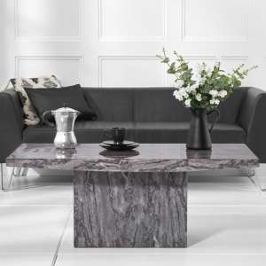 Kempton Rectangular High Gloss Marble Coffee Table In Grey