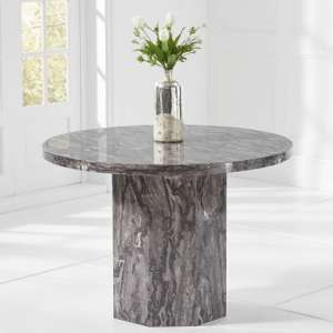 Kempton Round High Gloss Marble Dining Table In Grey