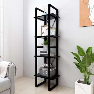 Kendria Wooden 4-Tier Bookshelf In Black