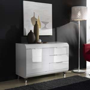 Kenia Small Sideboard In White High Gloss With 3 Drawers