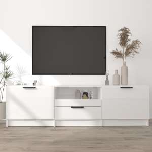 Kenna High Gloss TV Stand With 2 Doors 1 Drawer In White
