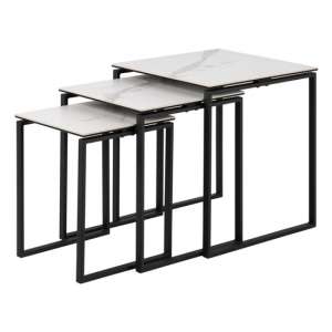 Kennesaw Ceramic Nest Of 3 Tables In Akranes White
