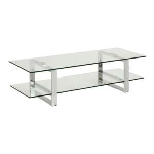 Kennesaw Clear Glass 1 Shelf TV Stand With Chrome Legs