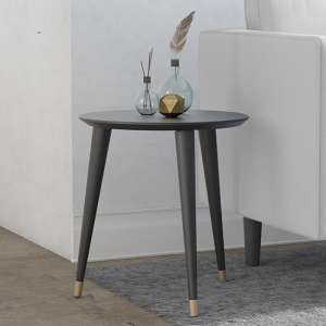 Kington Round Wooden End Table In Black