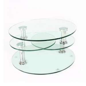 Kenos Rotating Glass Coffee Table In Clear With Chrome Base