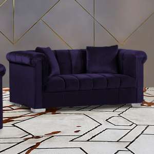 Kenosha Malta Plush Velour Fabric 2 Seater Sofa In Ameythst