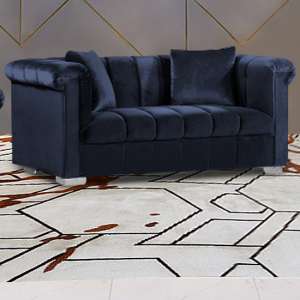 Kenosha Malta Plush Velour Fabric 2 Seater Sofa In Slate