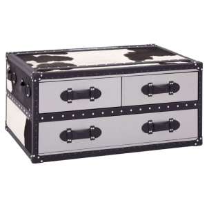 Kensick Cowhide Leather Coffee Table In Black And White
