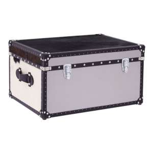 Kensick Cowhide Leather Storage Trunk In Black And White