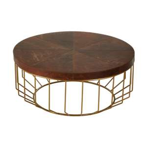 Kensick Round Wooden Coffee Table In Brown