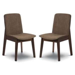 Kensington Walnut Fabric Dining Chair In Pair