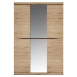 Kenstoga Mirrored Wooden 3 Doors Wardrobe In Grained Oak