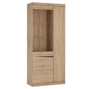 Kenstoga Tall 3 Doors Glazed Display Cabinet In Grained Oak