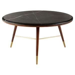 Kentona Dark Grey Marble Coffee Table With Dark Walnut Frame