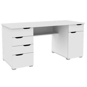 Kirkham Wooden Computer Desk In White High Gloss