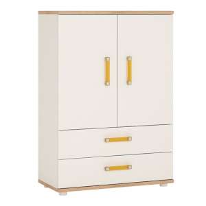 Kepo Wooden 2 Door Storage Cabinet In White High Gloss And Oak