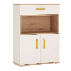 Kepo Wooden Storage Cabinet In White High Gloss And Oak