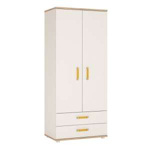 Kepo Wooden Wardrobe In White High Gloss And Oak