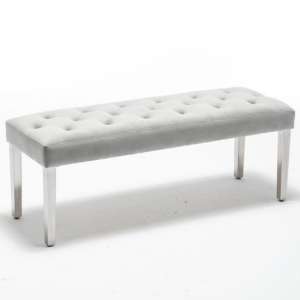 Kepro Velvet Upholstered Dining Bench In Dove Grey