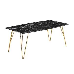 Flockton Coffee Table In Black Marble Effect With Metal Base