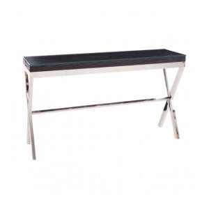 Kero Glass Top Console Table In Black With Cross Base