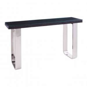 Kero Glass Top Console Table In Black With U-Shaped Base