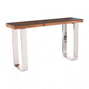 Kero Glass Top Console Table In Natural With U-Shaped Base