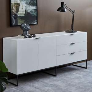 Kessito Wooden 2 Doors And 3 Drawers Sideboard In Matt White