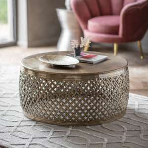 Khalasar Metal Round Coffee Table In Bronze