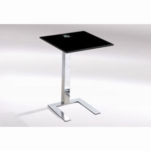 Kia Side Lamp Table In Black Glass Top In A Pair