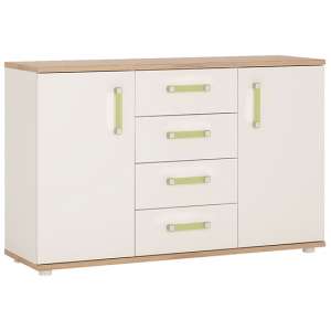 Kaas Wooden Sideboard In White Gloss Oak With 2 Doors 4 Drawers