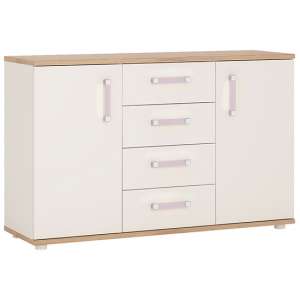 Kroft Wooden Sideboard In White Gloss Oak With 2 Doors 4 Drawers