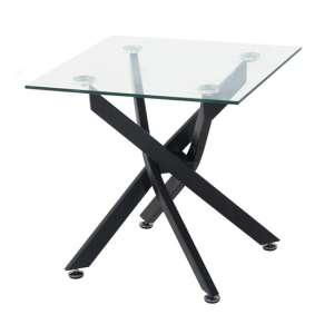 Kidwelly Clear Glass Side Table With Grey Metal Legs