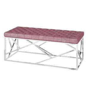 Keele Velvet Fabric Dining Bench In Pink